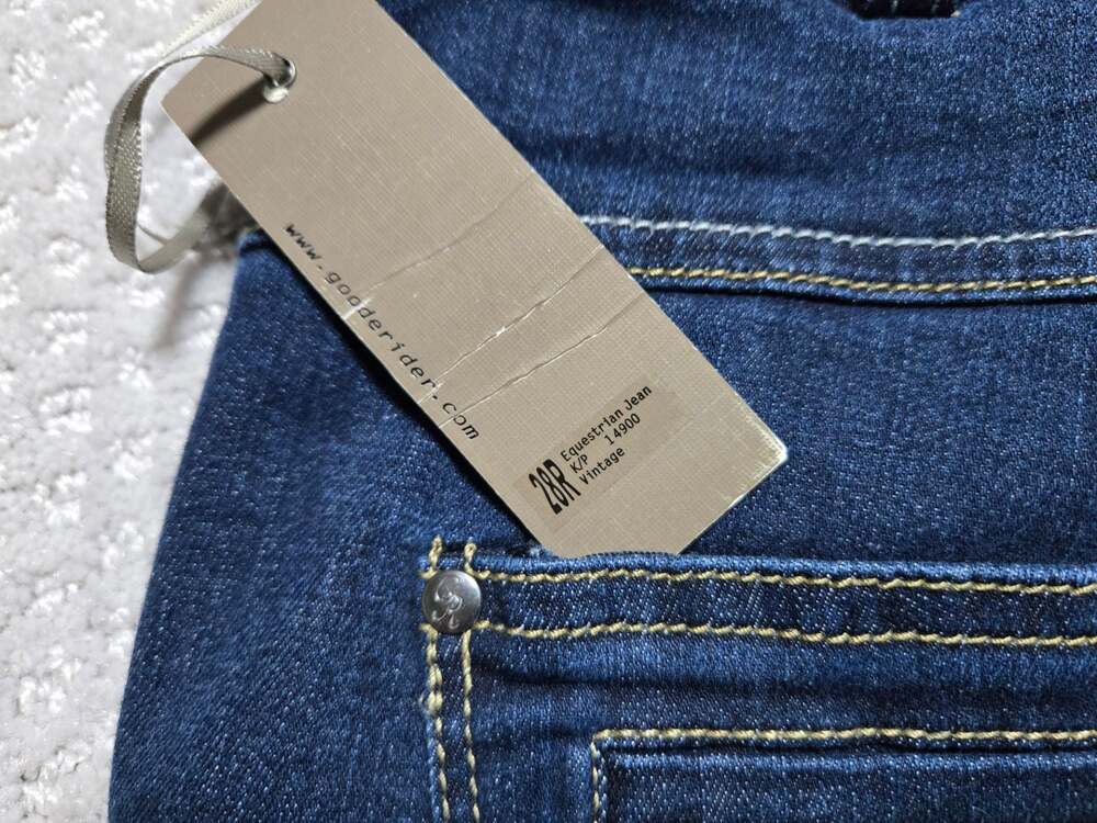 Goode Rider Equestrian Knee Patch Denim Breeches in Vintage Wash, Size 28R - Picture 7 of 9
